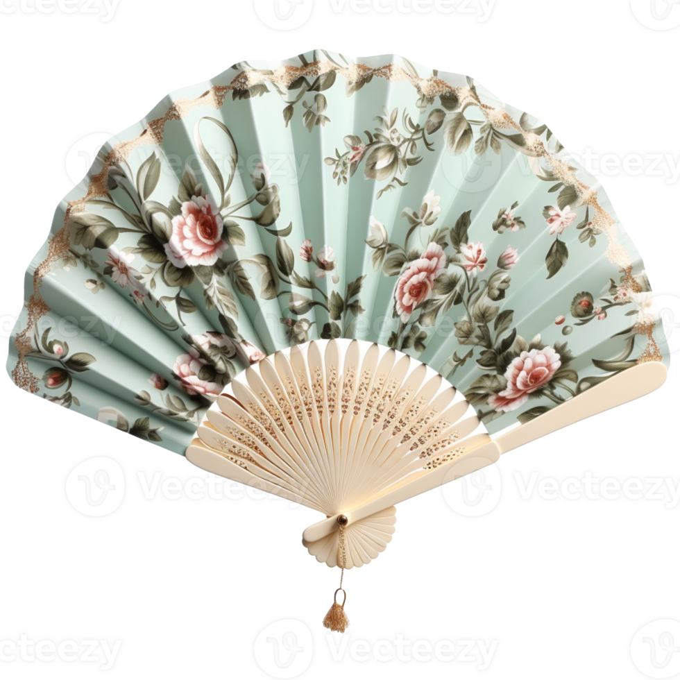Vintage Breeze Folding Fan isolated on transparent background png