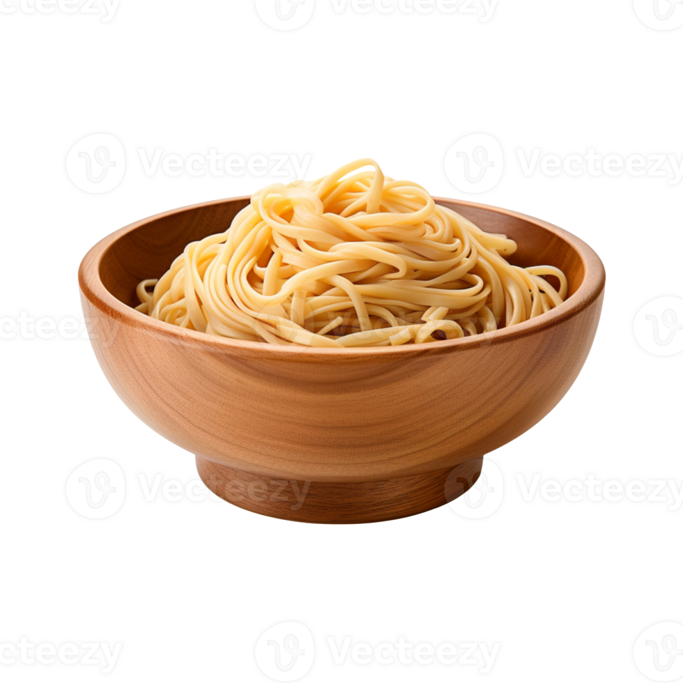 Wooden bowl with noodles isolated on transparent background png
