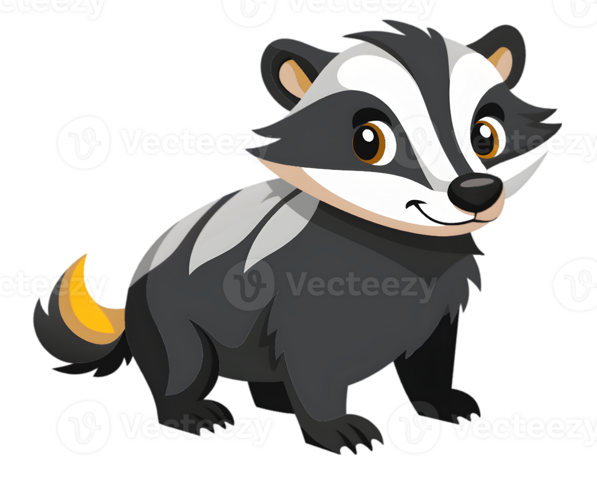 Cartoon Badger Isolated on Transparent Background - Adorable Forest Creature Illustration png