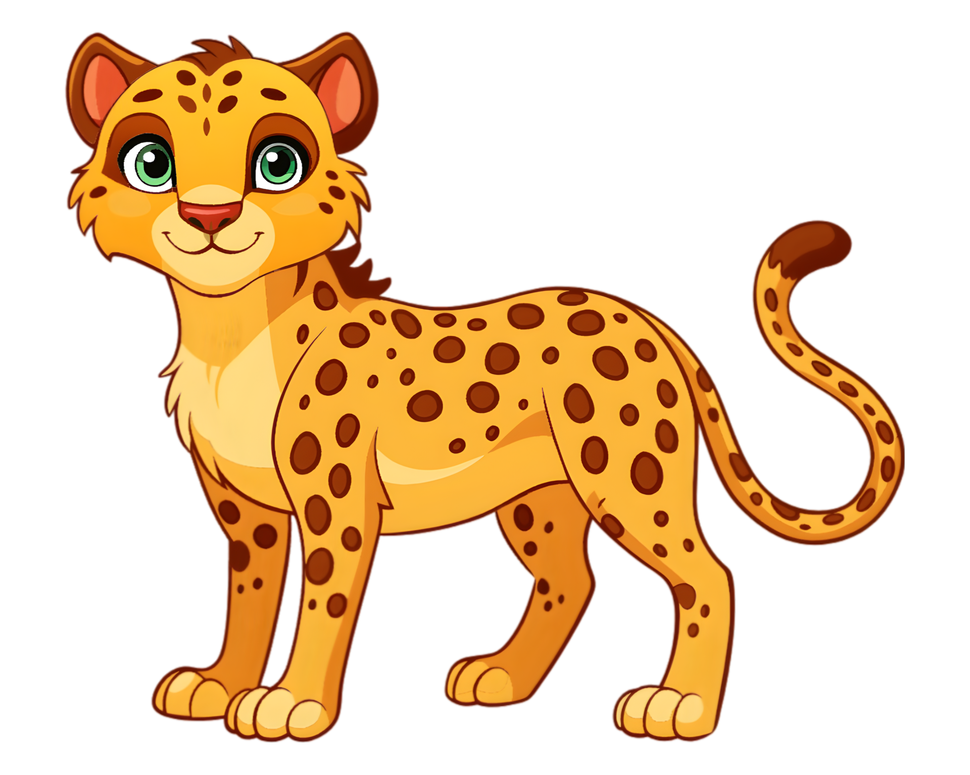 Cartoon Cheetah Isolated on Transparent Background - Fast and Agile