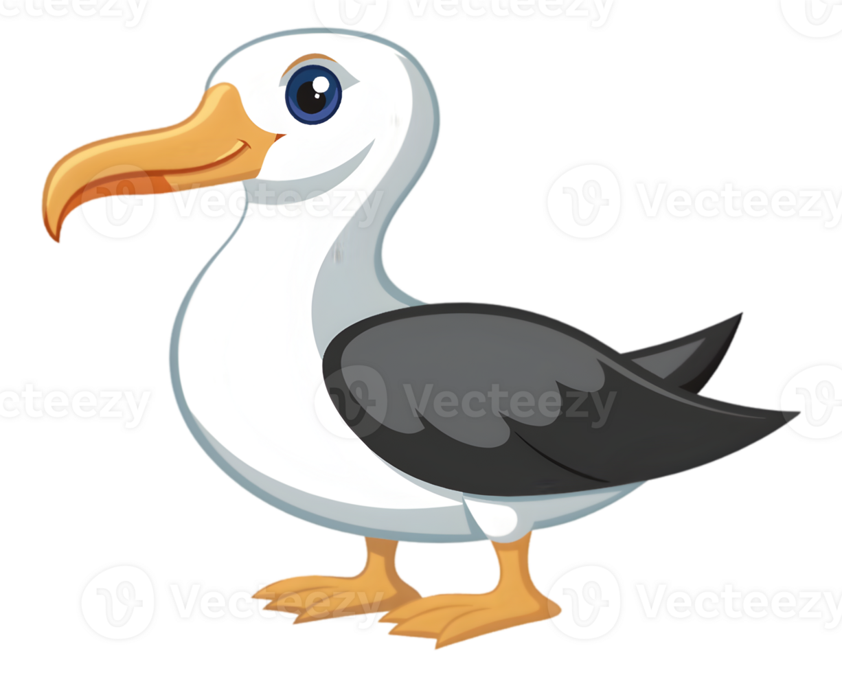 Cartoon Albatross Isolated on Transparent Background - Majestic Sea Bird Drawing png