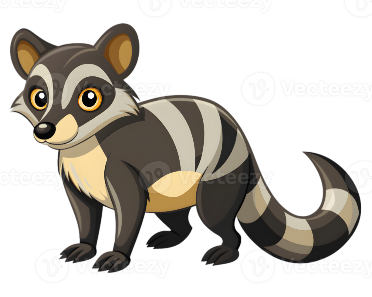 Cartoon Civet Isolated on Transparent Background - Exotic Animal Drawing for Educational Use png