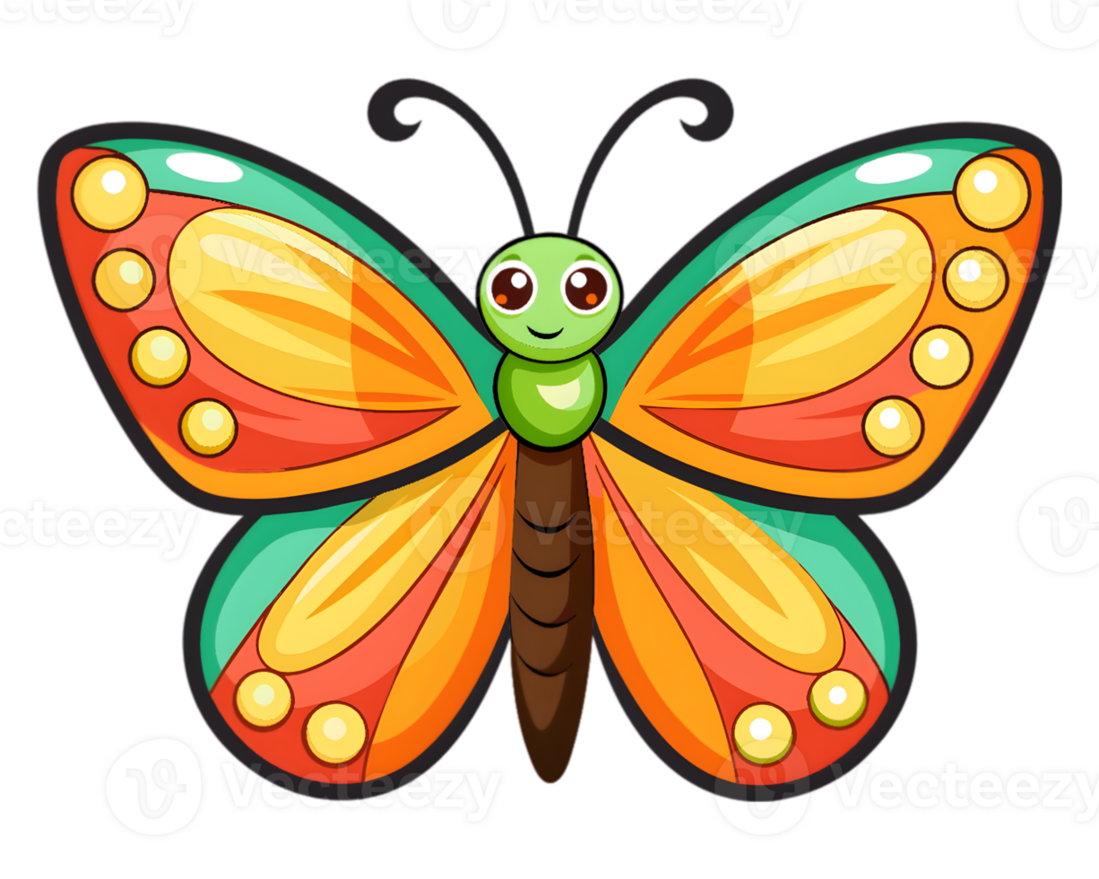 Cartoon Butterfly Isolated on Transparent Background - Colorful and Detailed Nature Illustration png