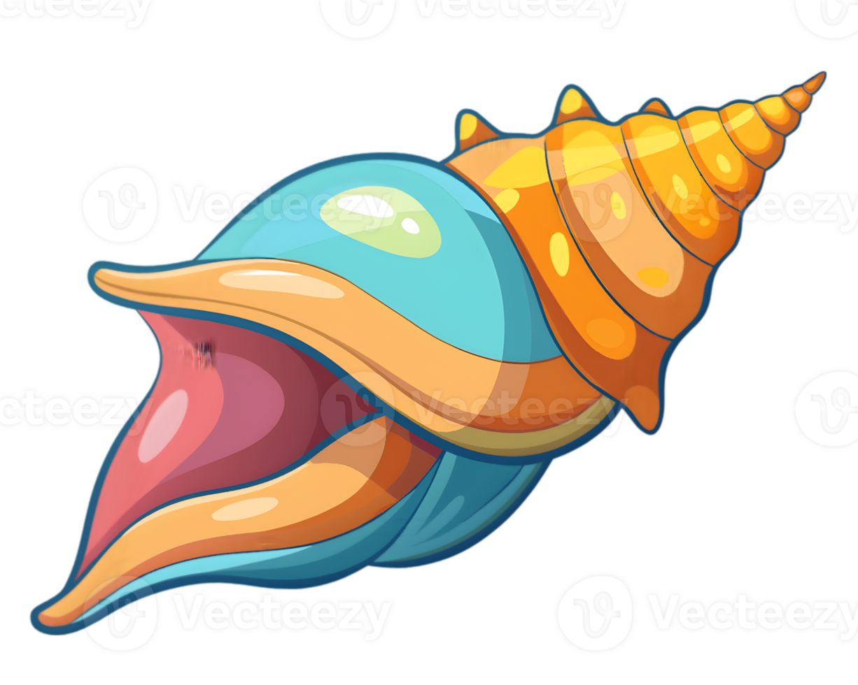 Cartoon Conch Isolated on Transparent Background - Detailed Sea Creature Illustration png