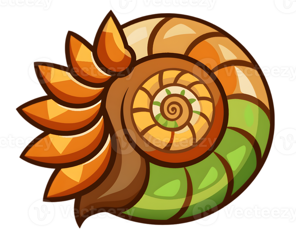 Cartoon Ammonite Isolated on Transparent Background - Ancient Marine Life Illustration png