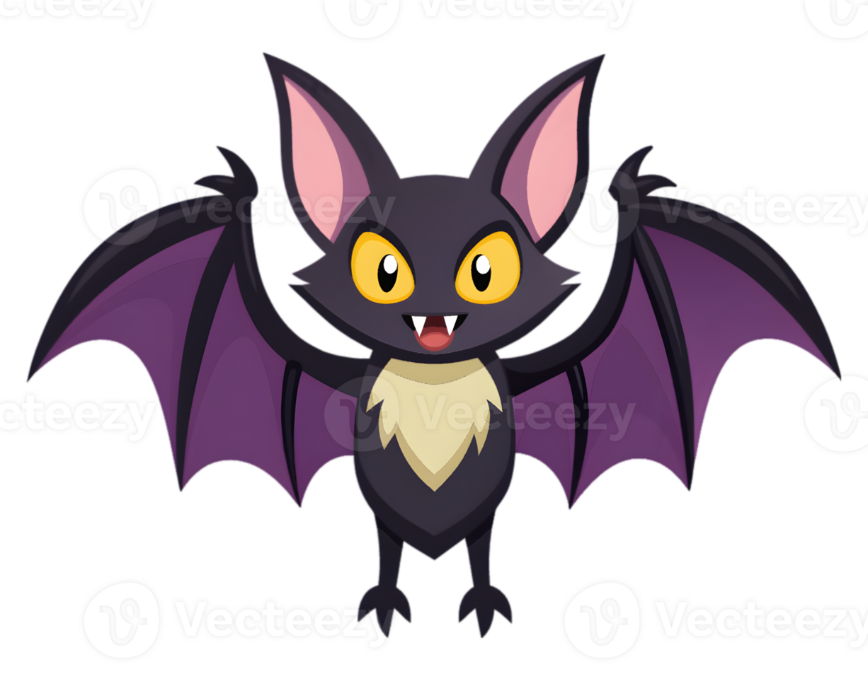 Cartoon Bat Isolated on Transparent Background - Detailed and Fun Night Creature Illustration png