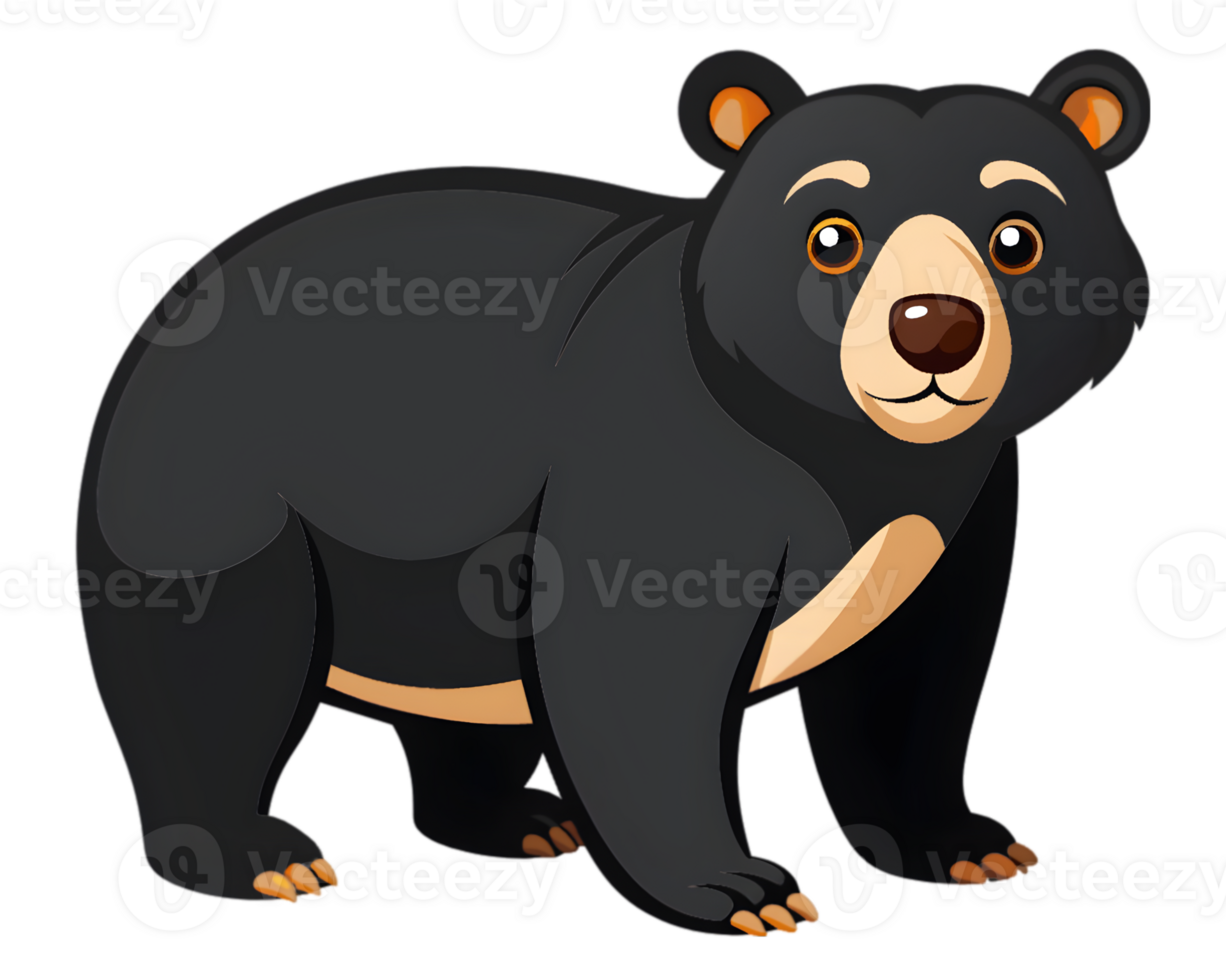 Cartoon Black Bear Isolated on Transparent Background - Majestic Forest Animal Drawing png