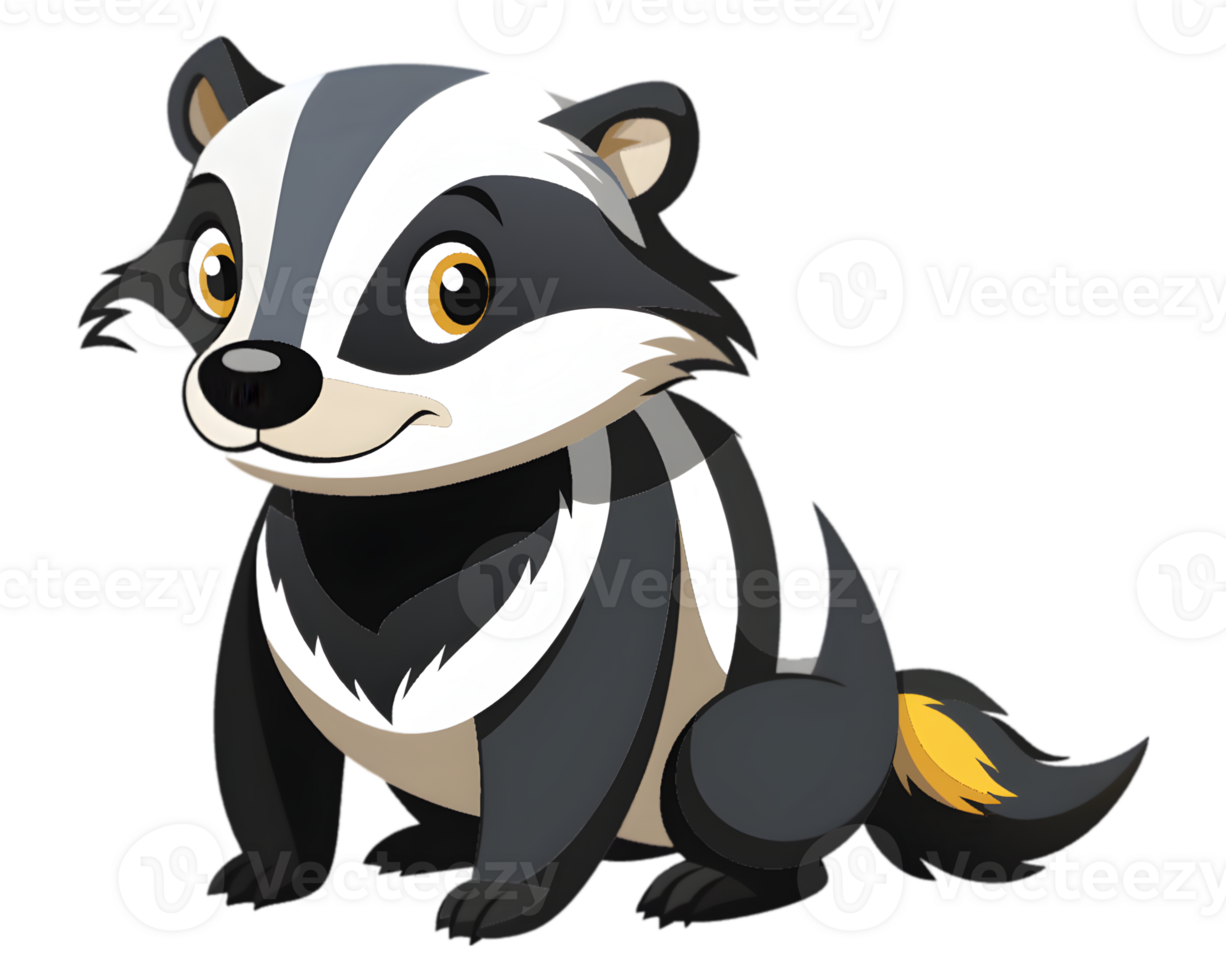 Cartoon Badger Isolated on Transparent Background - Adorable and Detailed Forest Creature Drawing png