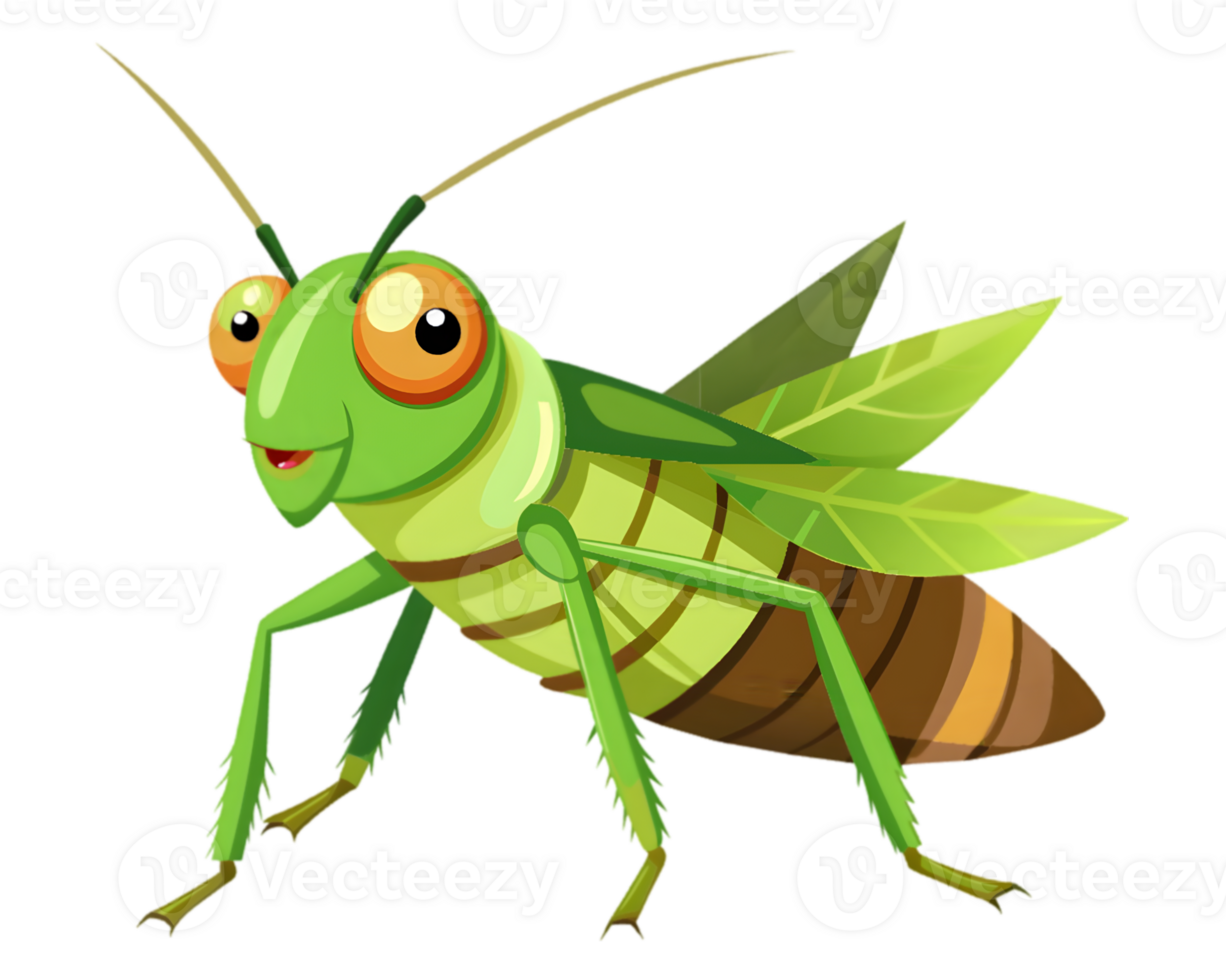 Cartoon Katydid Isolated on Transparent Background - Detailed Insect Illustration for Nature Lovers png