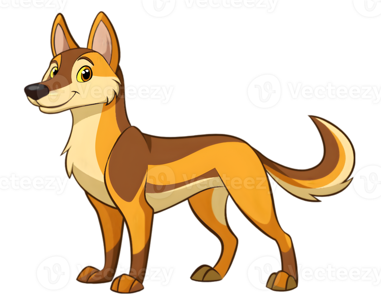 Cartoon Dingo Isolated on Transparent Background - Australian Wild Dog Drawing png