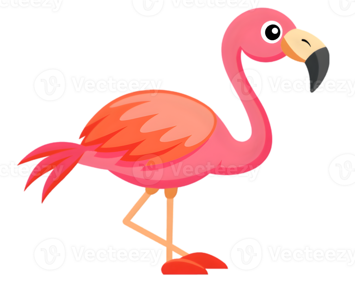 Cartoon Flamingo Isolated on Transparent Background - Elegant and Colorful Bird Illustration png