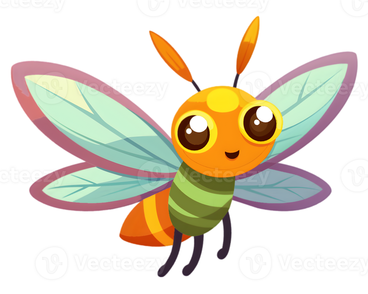 Cartoon Firefly Isolated on Transparent Background - Glowing Insect Drawing for Kids png