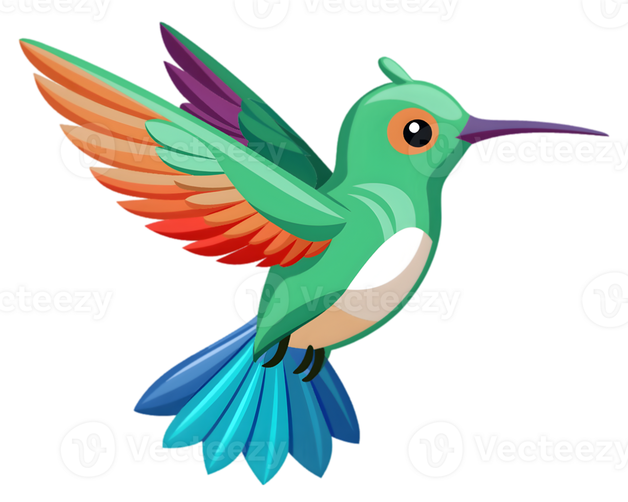 Cartoon Hummingbird Isolated on Transparent Background - Colorful and Fast Bird Drawing png