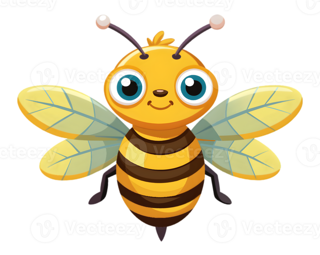 Cartoon Honeybee Isolated on Transparent Background - Cute and Busy Insect Illustration png
