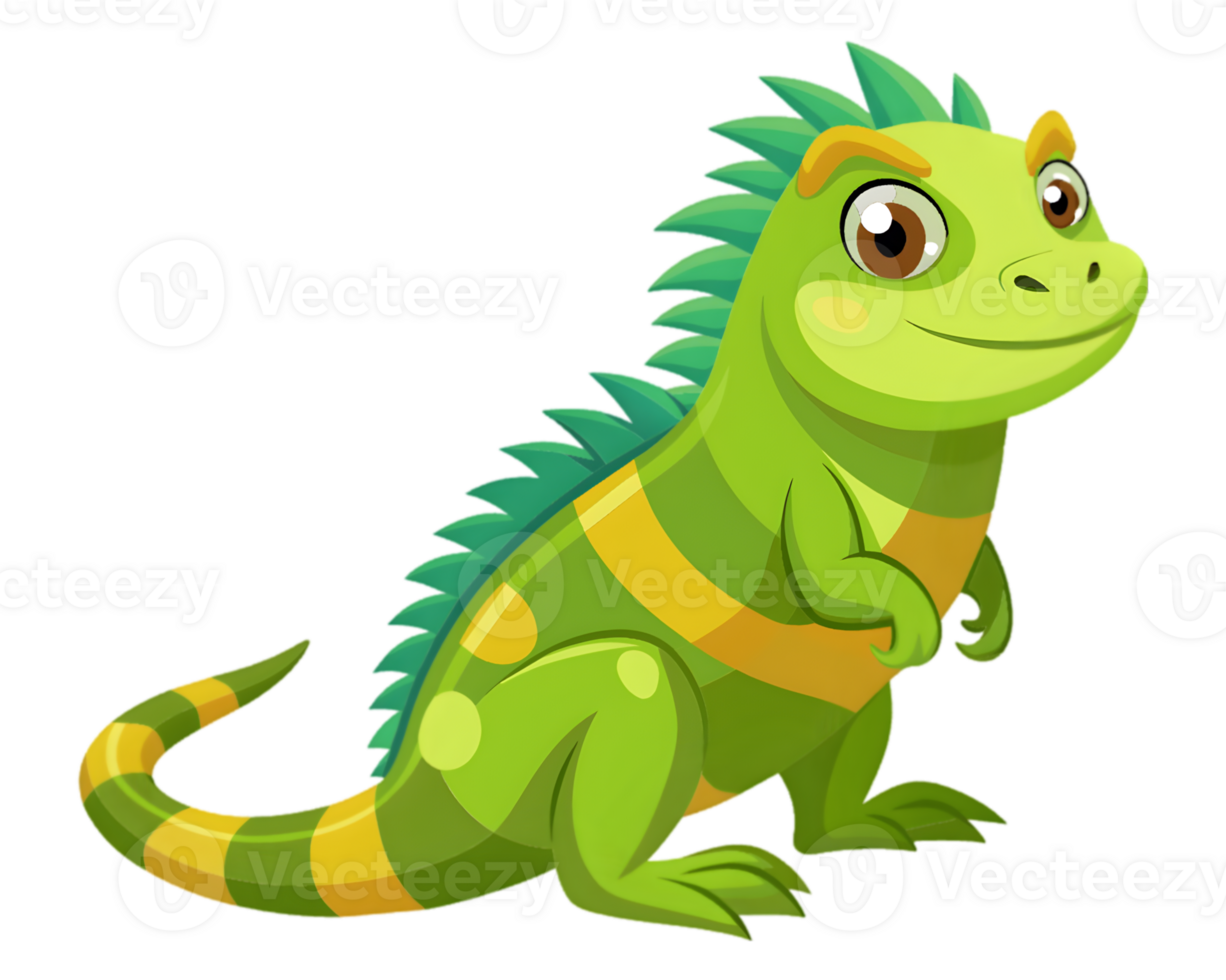 Cartoon Iguana Isolated on Transparent Background - Colorful and Unique Reptile Drawing png