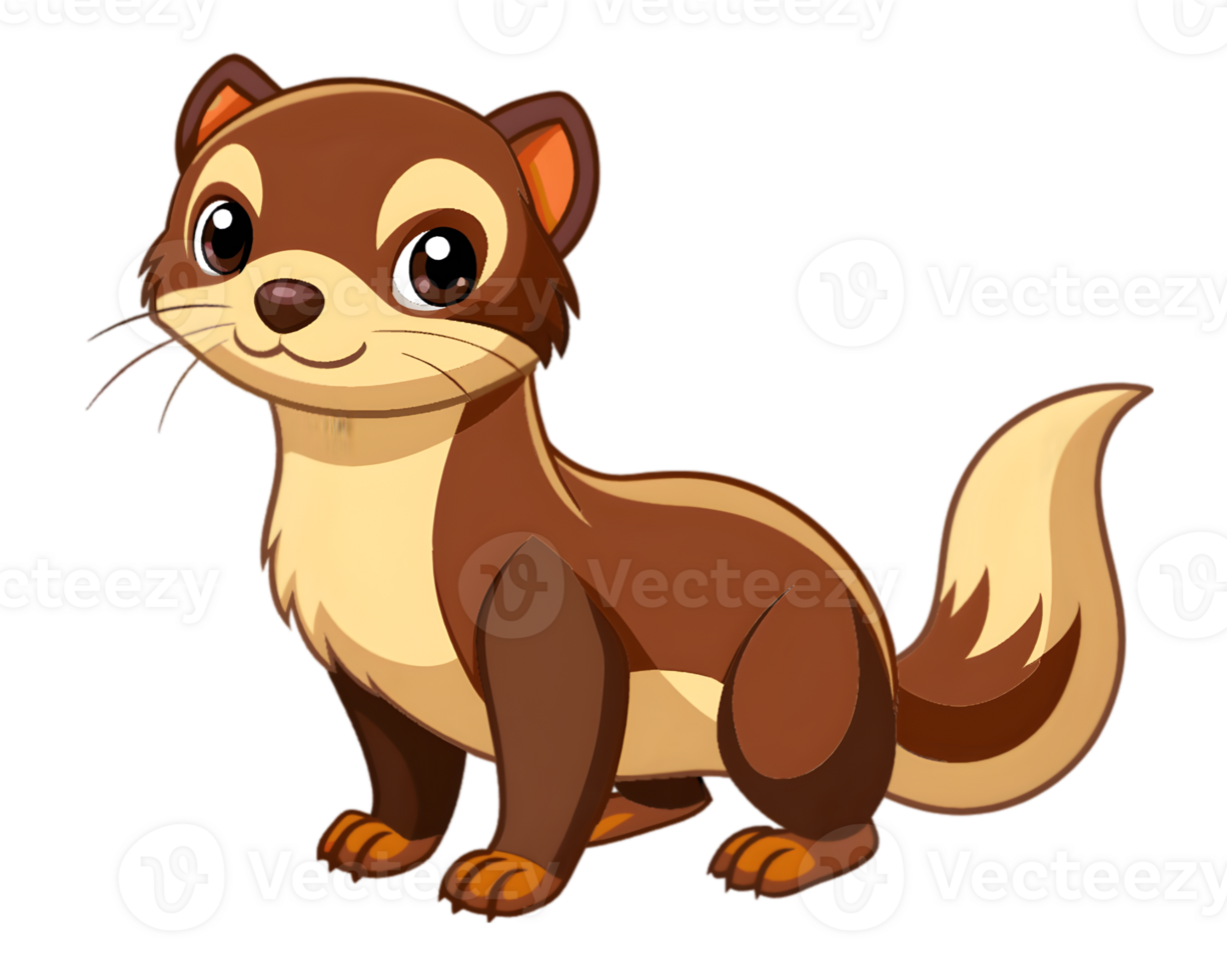 Cartoon Ferret Isolated on Transparent Background - Detailed and Playful Animal Drawing png