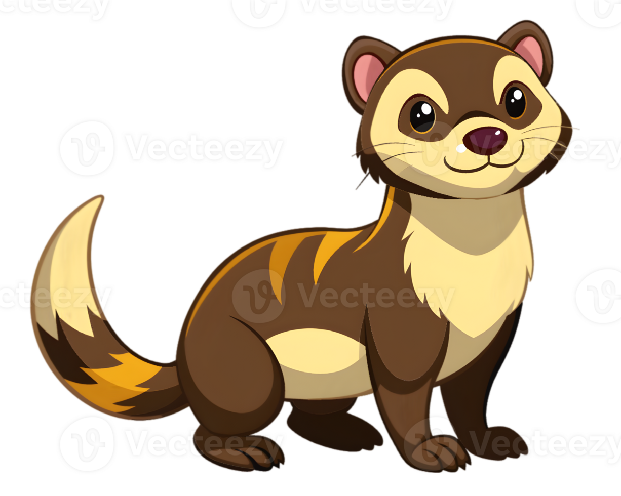 Cartoon Ferret Isolated on Transparent Background - Cute and Playful Animal Drawing png