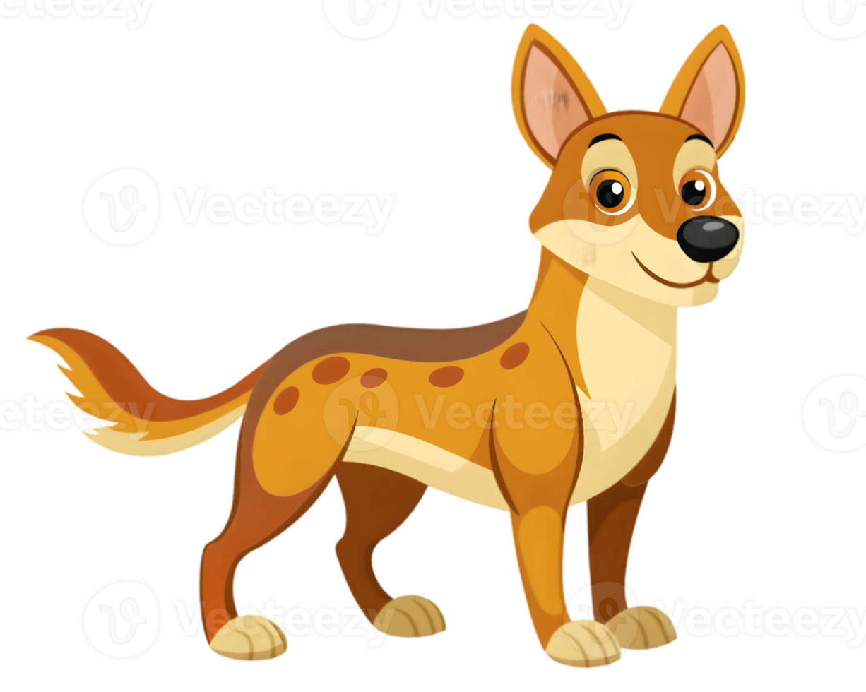 Cartoon Dingo Isolated on Transparent Background - Australian Wild Dog Drawing for Nature Enthusiasts png