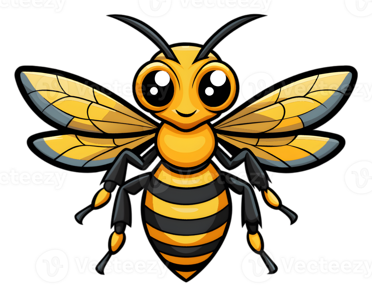 Cartoon Hornet Isolated on Transparent Background - Detailed and Powerful Insect Drawing png