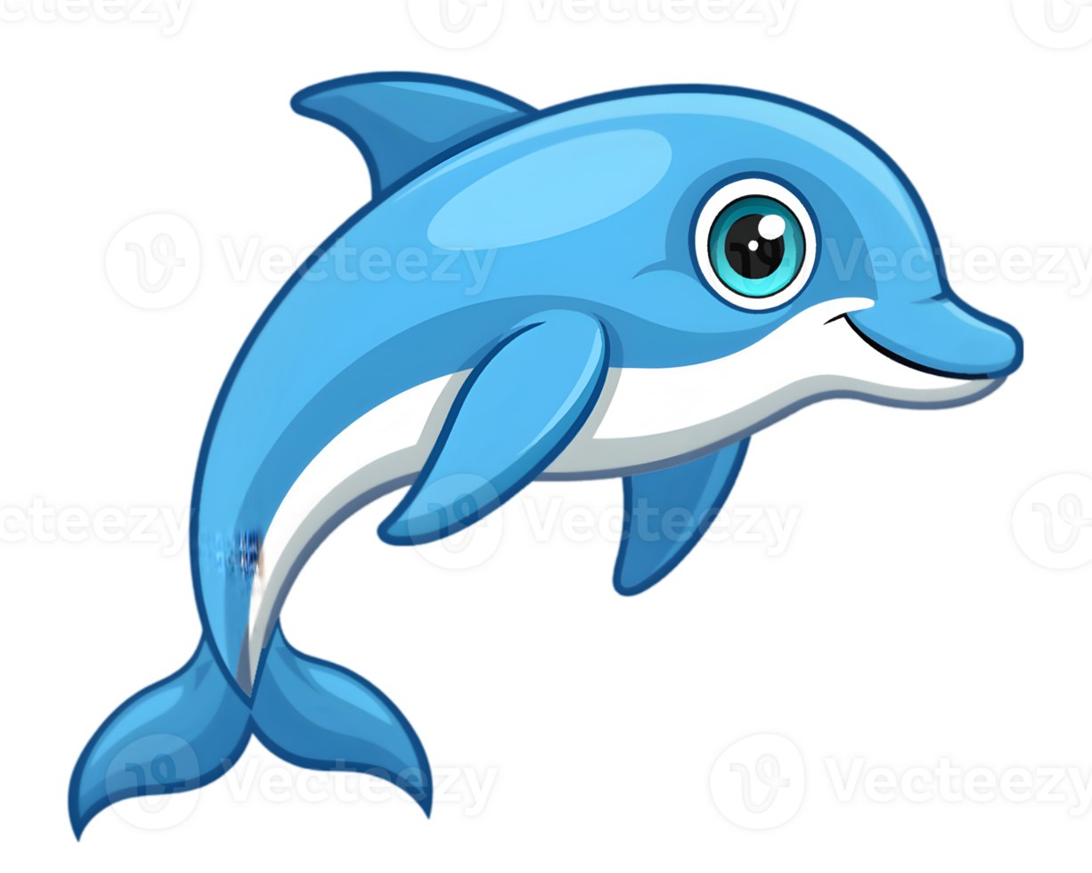 Cartoon Dolphin Isolated on Transparent Background - Fun and Playful Sea Creature Drawing png