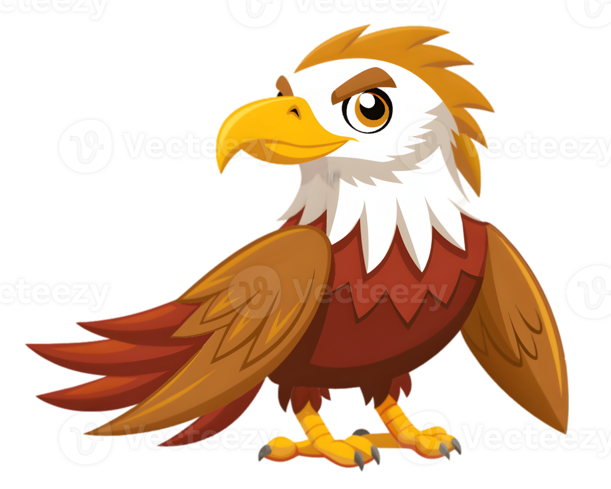 Cartoon Eagle Isolated on Transparent Background - Majestic and Strong Bird Illustration png