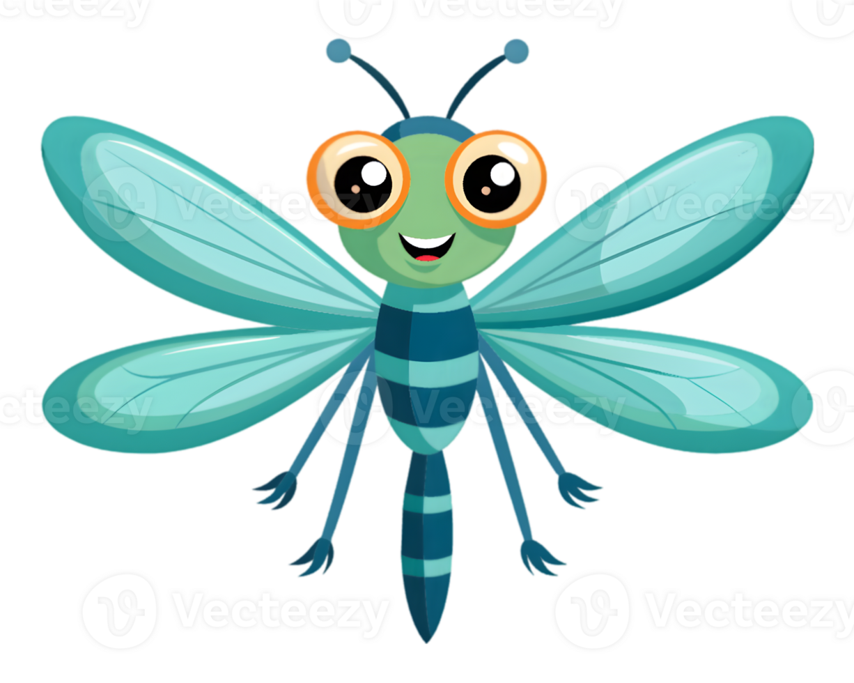 Cartoon Damselfly Isolated on Transparent Background - Delicate and Detailed Insect Illustration png