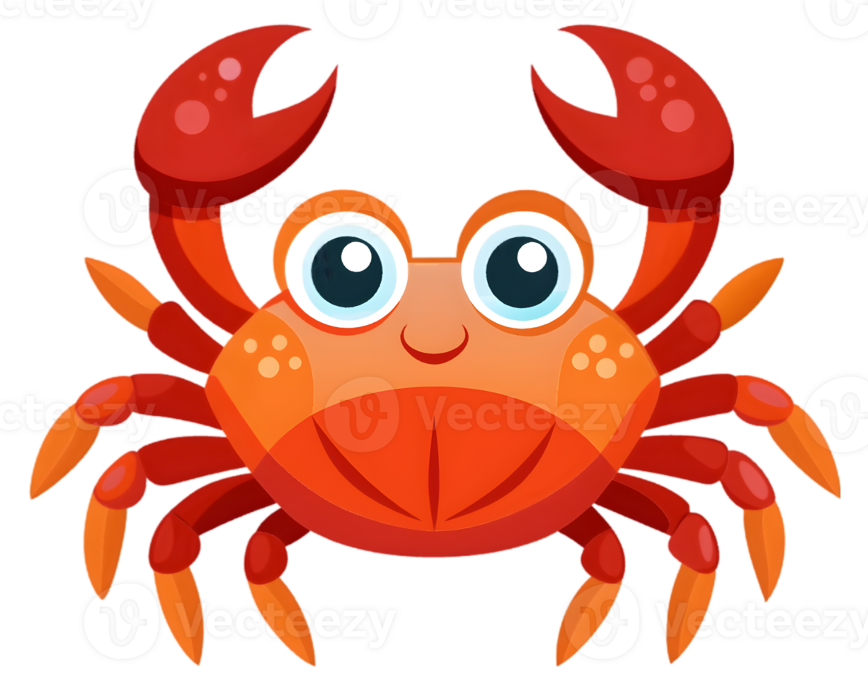 Cartoon Crab Isolated on Transparent Background - Detailed and Fun Sea Creature Drawing png