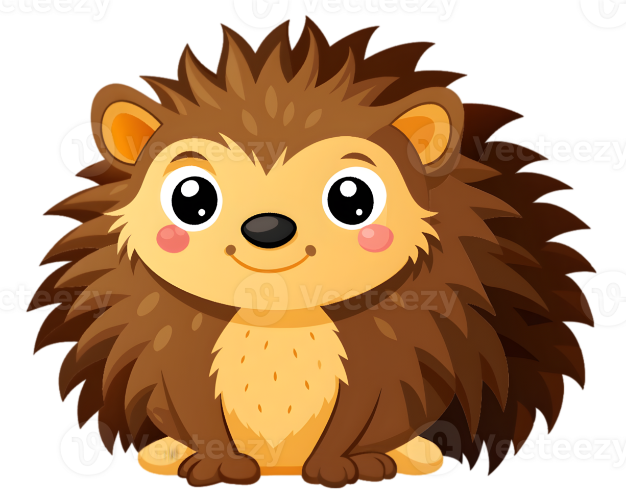 Cartoon Hedgehog Isolated on Transparent Background - Cute and Adorable Forest Creature Drawing png
