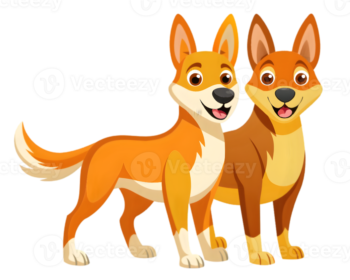 Cartoon Dingoes Isolated on Transparent Background - Wild and Fun Australian Dog Drawing png