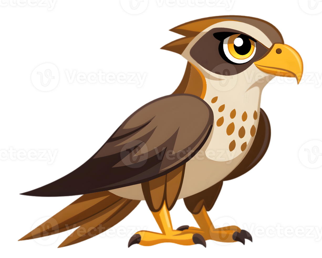 Cartoon Falcon Isolated on Transparent Background - Majestic and Strong Bird Illustration png
