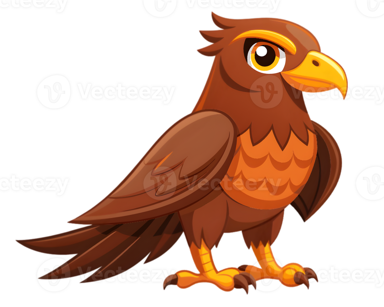 Cartoon Hawk Isolated on Transparent Background - Fierce and Majestic Bird Drawing png