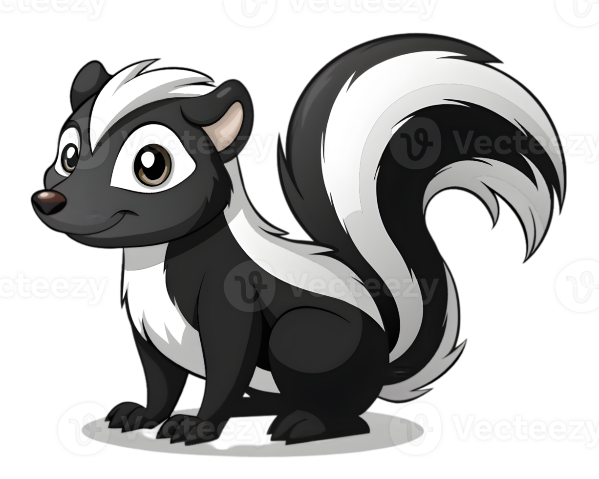 Cartoon Skunk Isolated on Transparent Background - Cute and Detailed Forest Animal Drawing png