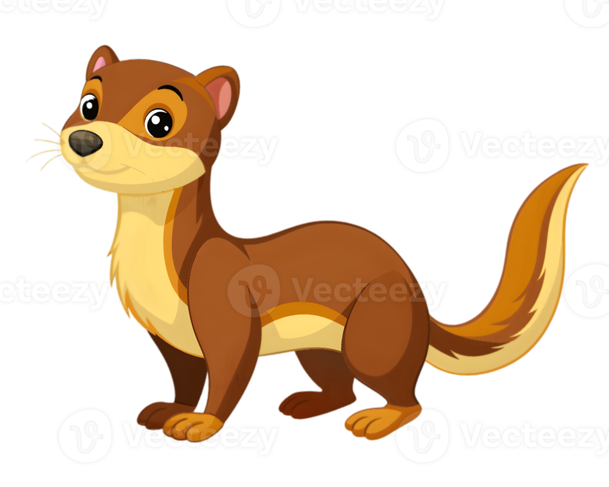 Cartoon Weasel Isolated on Transparent Background - Cute and Detailed Forest Animal Illustration png