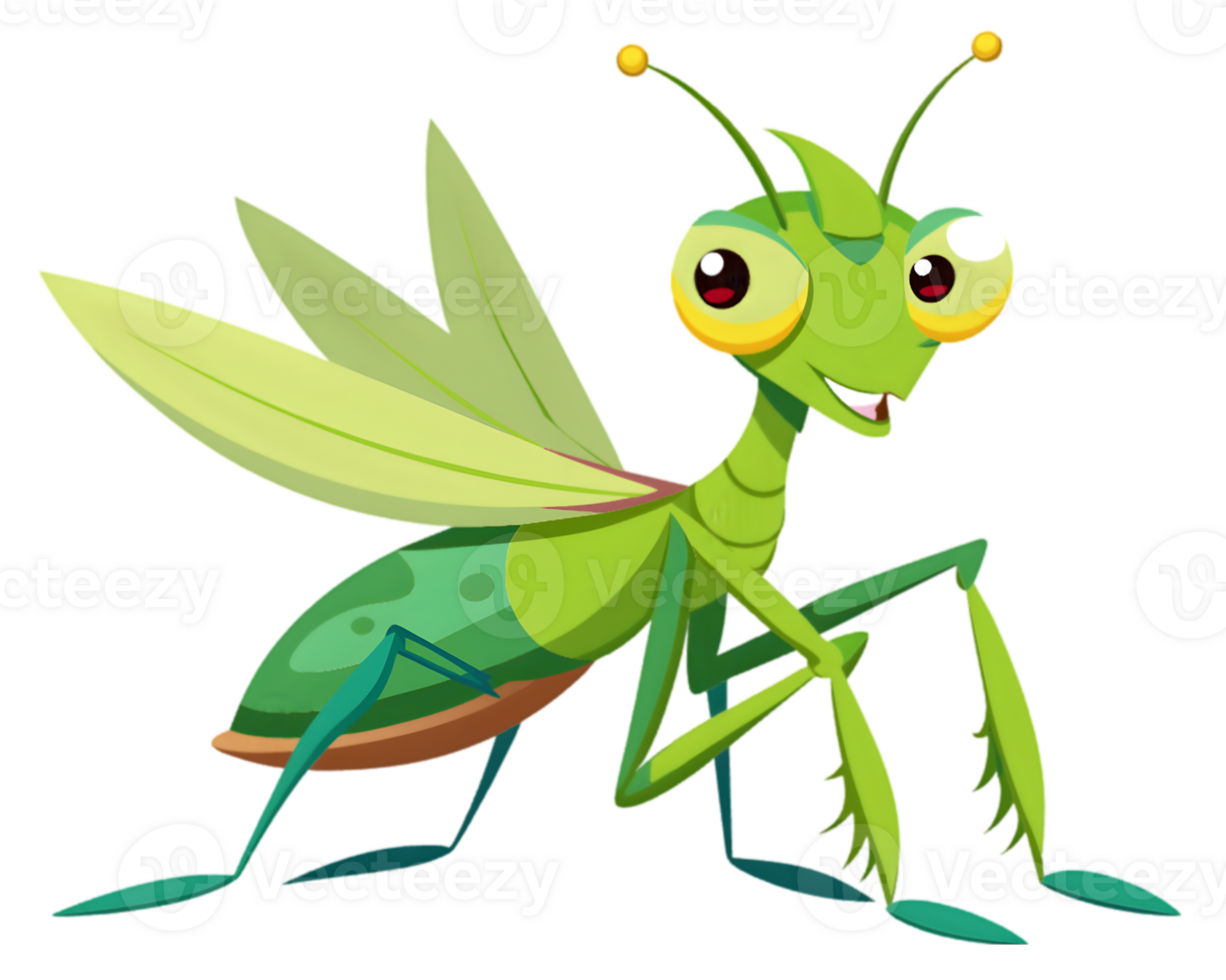 Cartoon Mantis Isolated on Transparent Background - Unique and Detailed Insect Drawing png