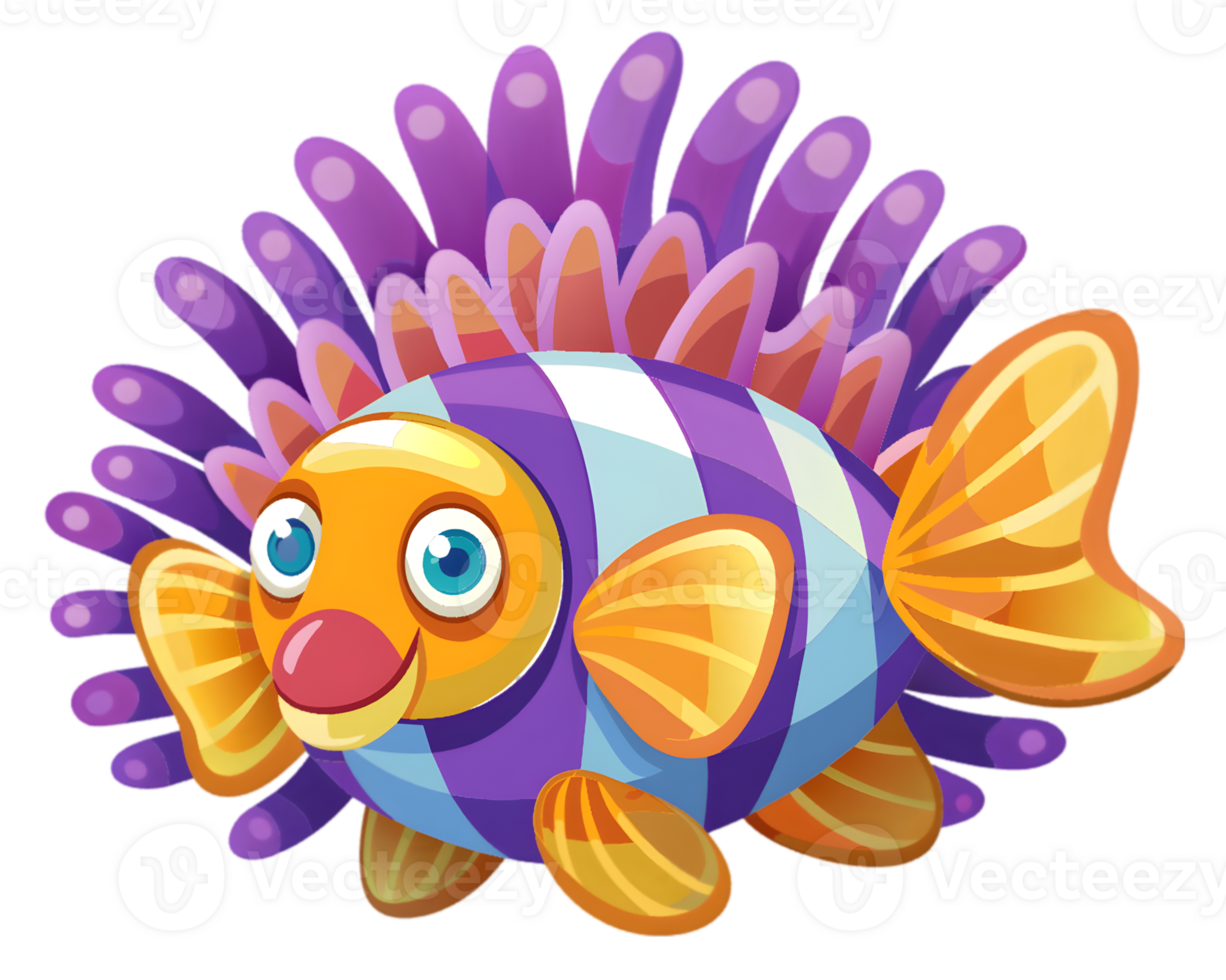 Cartoon Sea Anemone Isolated on Transparent Background - Colorful and Detailed Marine Life Drawing png