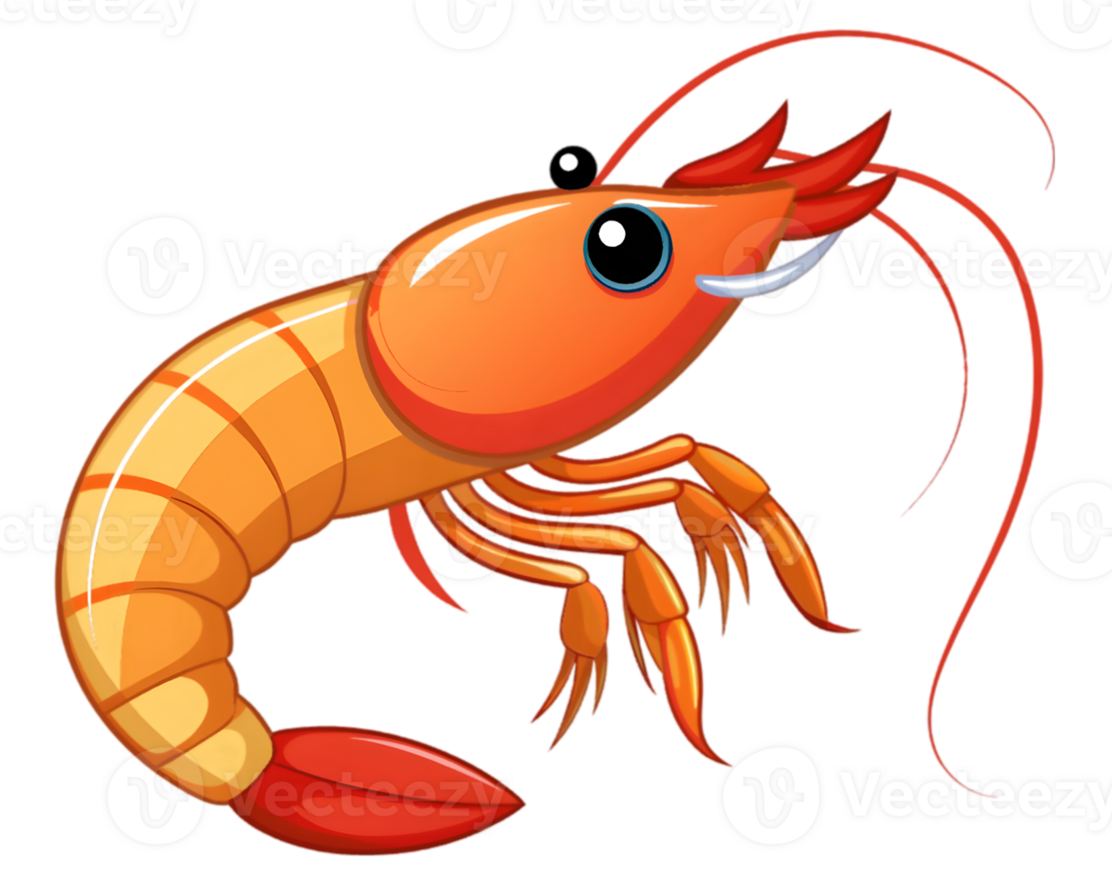 Cartoon Prawn Isolated on Transparent Background - Detailed and Fun Sea Creature Illustration png