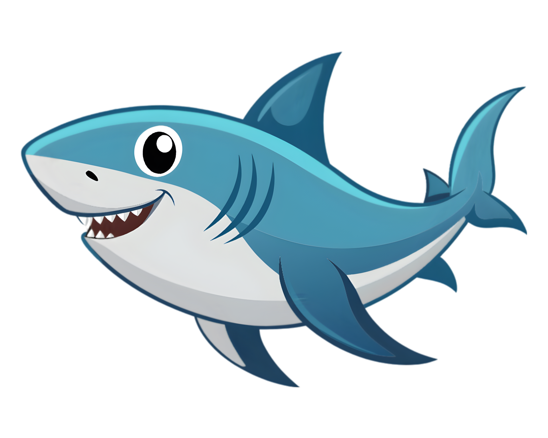 Cartoon Shark Isolated on Transparent Background - Fierce and Majestic ...