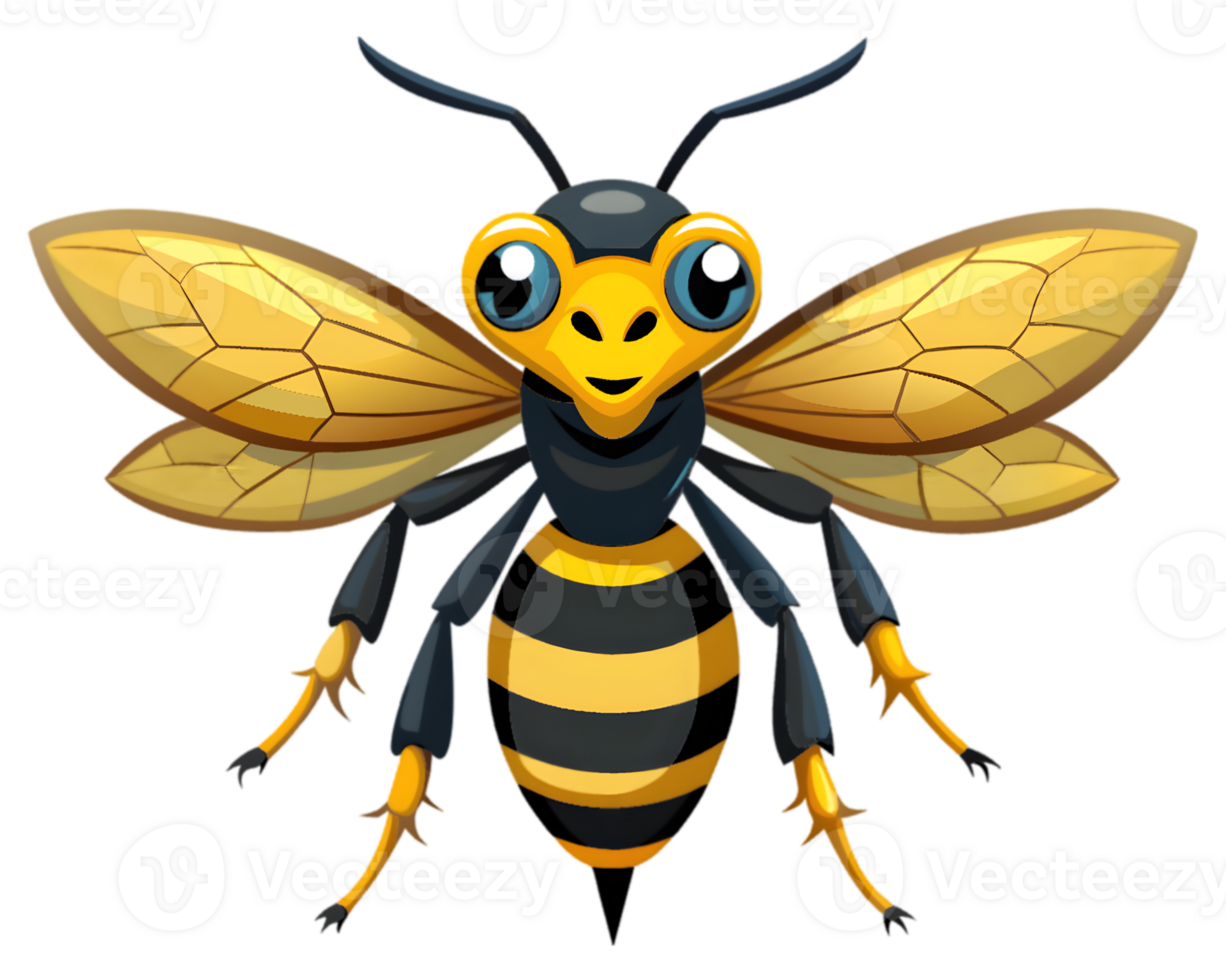 Cartoon Wasp Isolated on Transparent Background - Detailed and Fierce Insect Illustration png