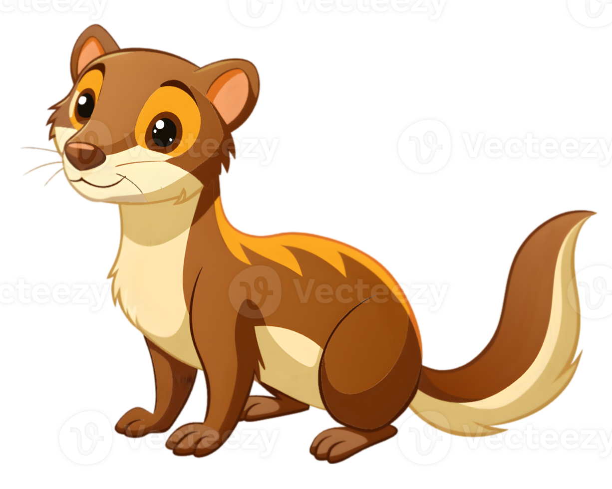 Cartoon Weasel Isolated on Transparent Background - Cute and Detailed Forest Creature Illustration png