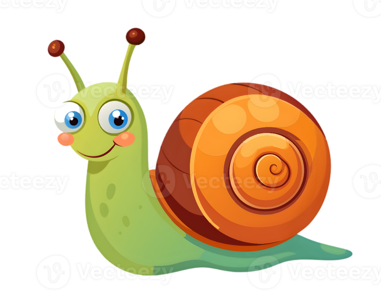 Cartoon Snail Isolated on Transparent Background - Cute and Detailed Garden Creature Drawing png