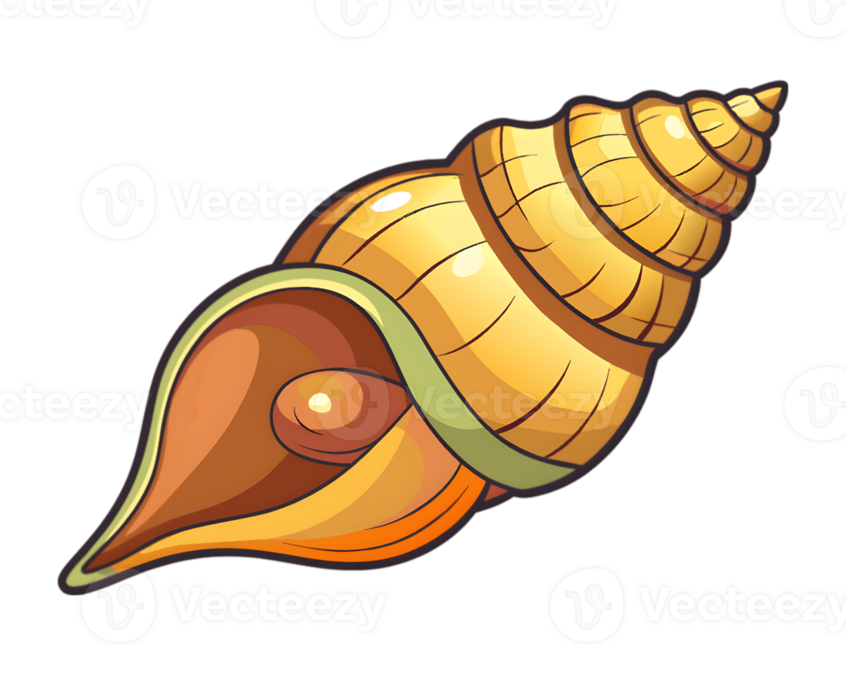 Cartoon Whelk Isolated on Transparent Background - Unique and Detailed Marine Life Illustration png