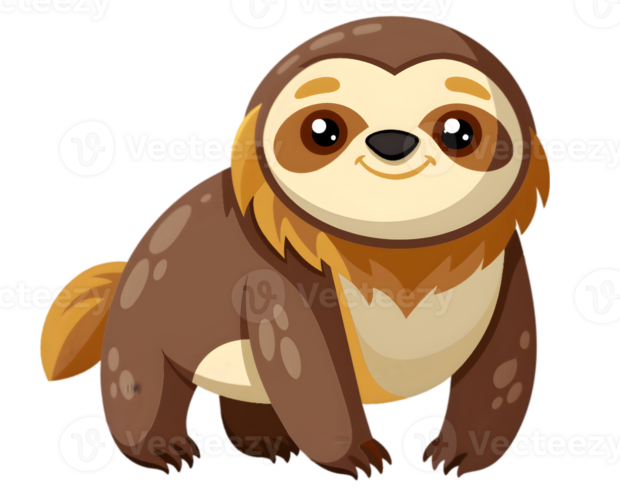 Cartoon Sloth Isolated on Transparent Background - Cute and Adorable Forest Creature Illustration png