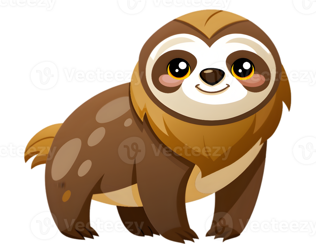 Cartoon Sloth Isolated on Transparent Background - Cute and Adorable Forest Creature Illustration png