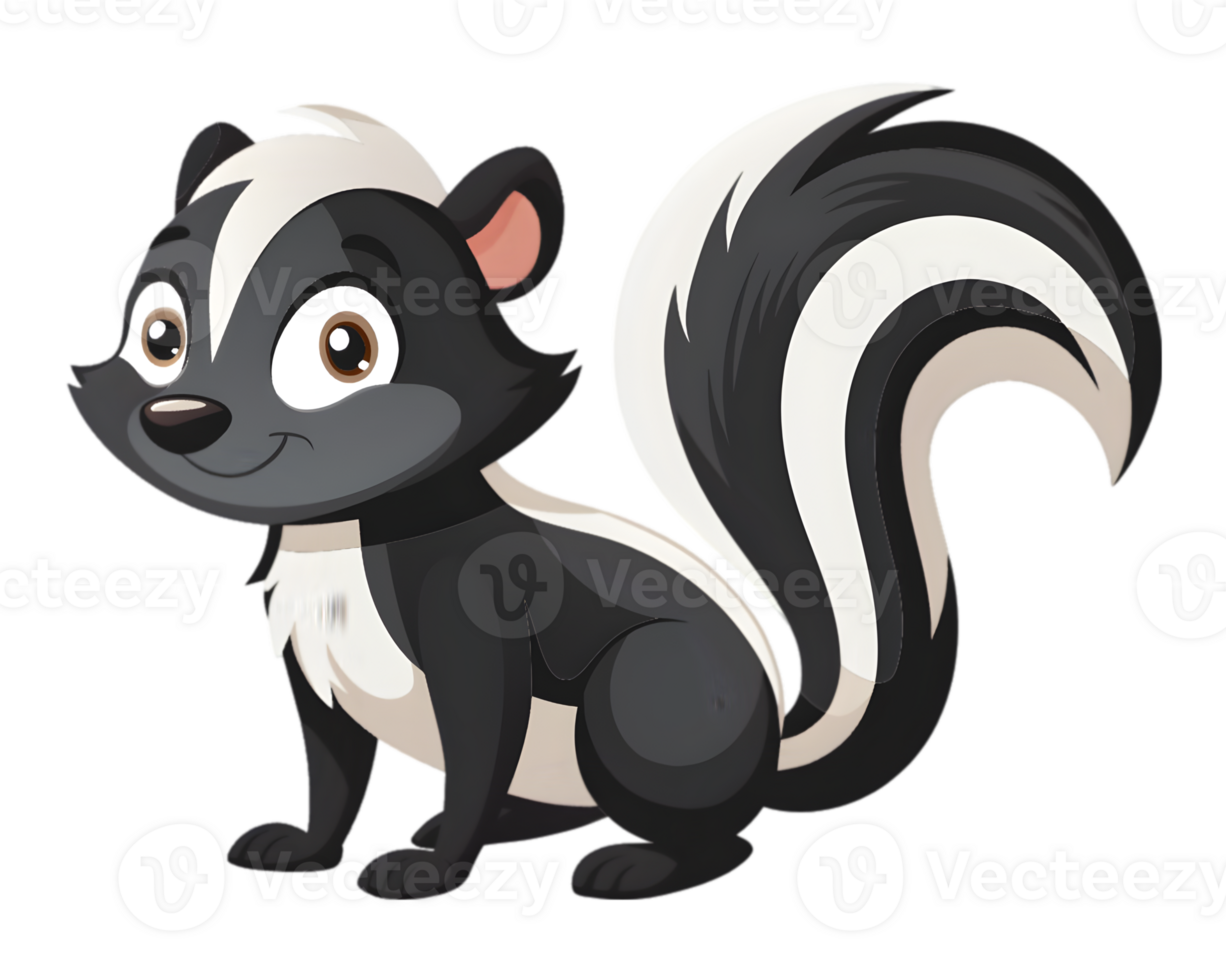Cartoon Skunk Isolated on Transparent Background - Cute and Detailed Forest Animal Drawing png