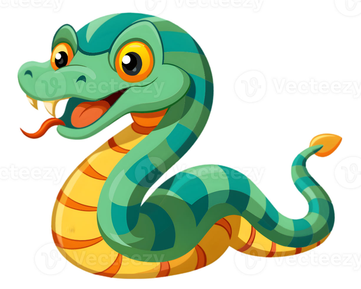 Cartoon Snake Isolated on Transparent Background - Majestic and Powerful Reptile Illustration png
