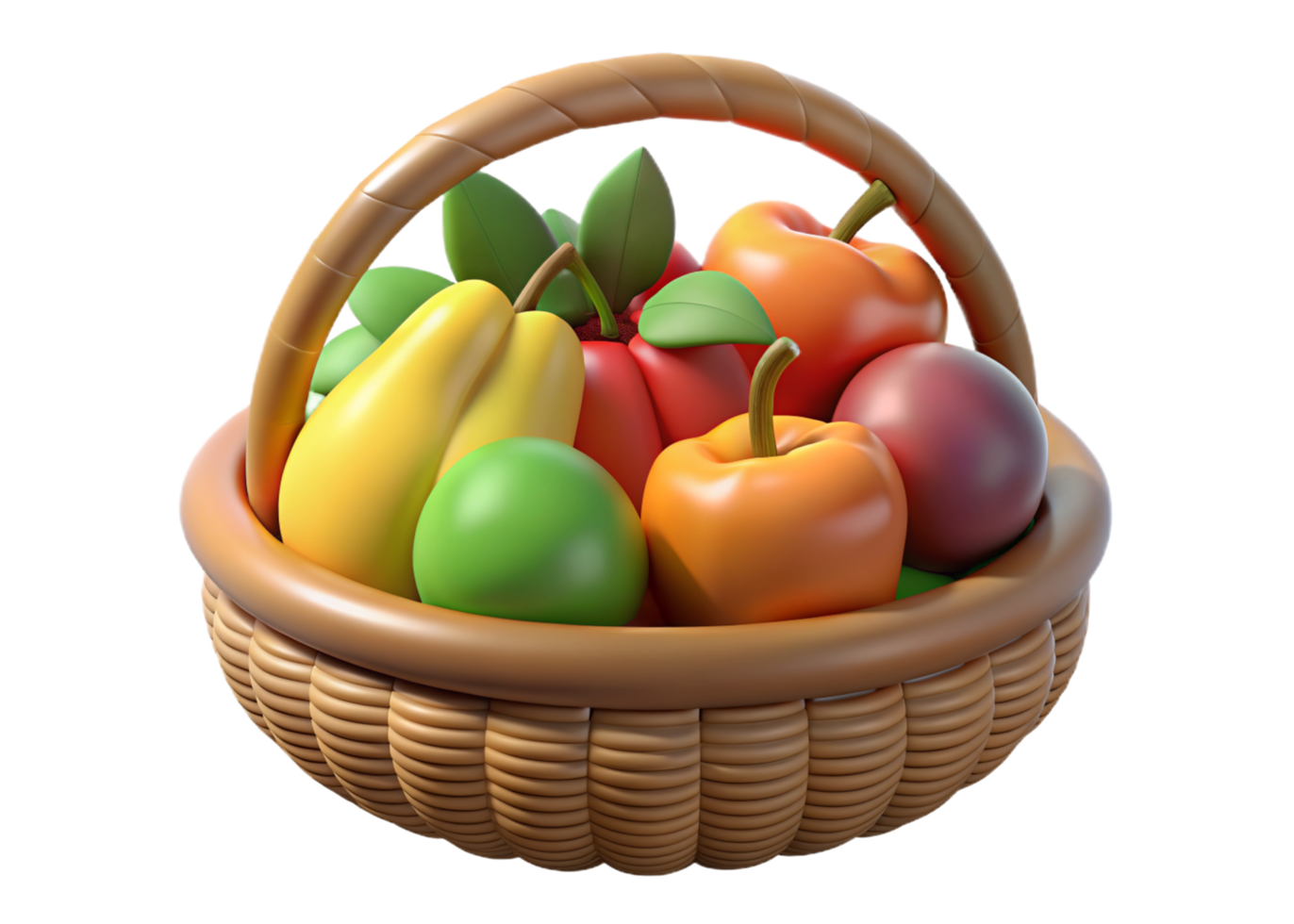 Basket of Fruit 3d Render png