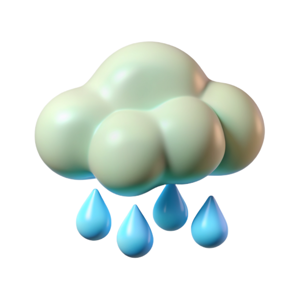 Clouds with Rain Drop 3d png
