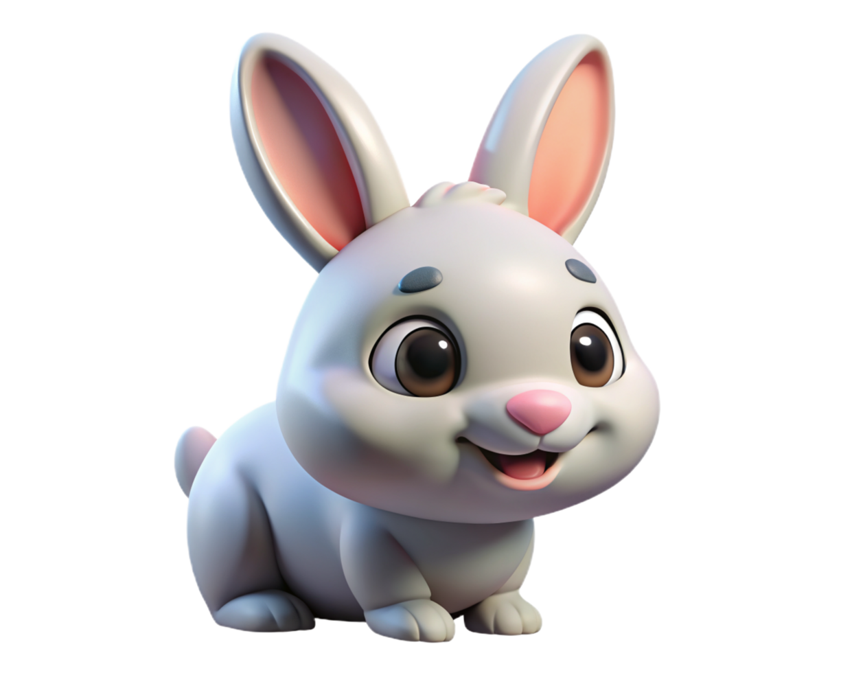 Cute Rabbit 3d Render png