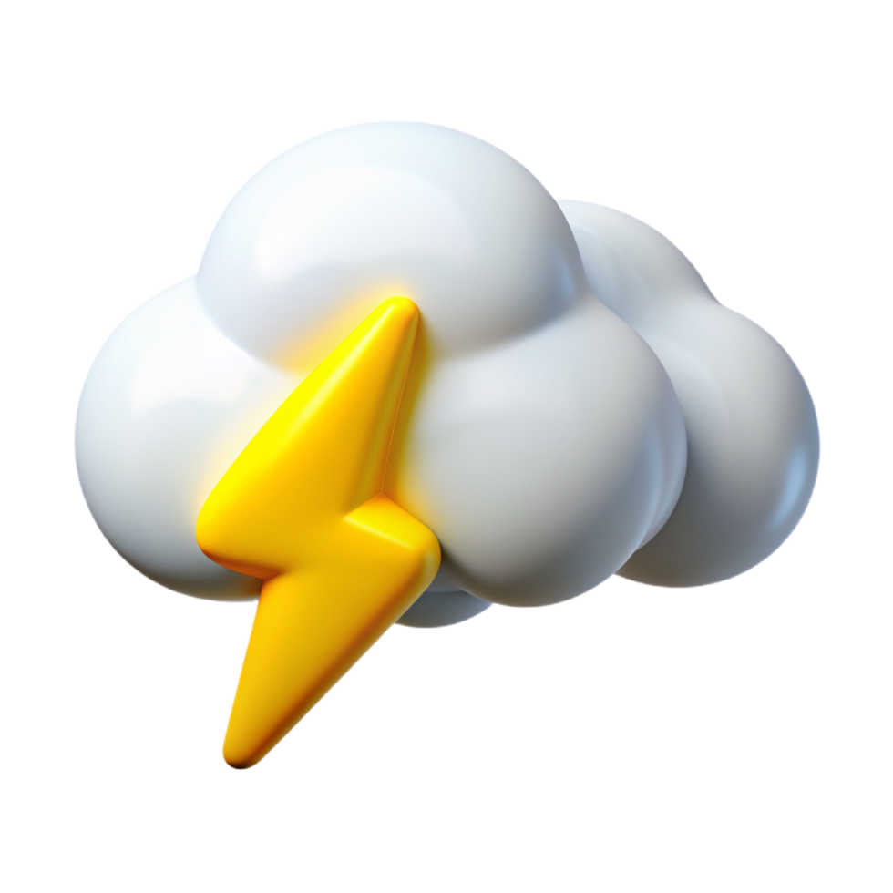 Clouds with Thunderbolt 3d Concept png