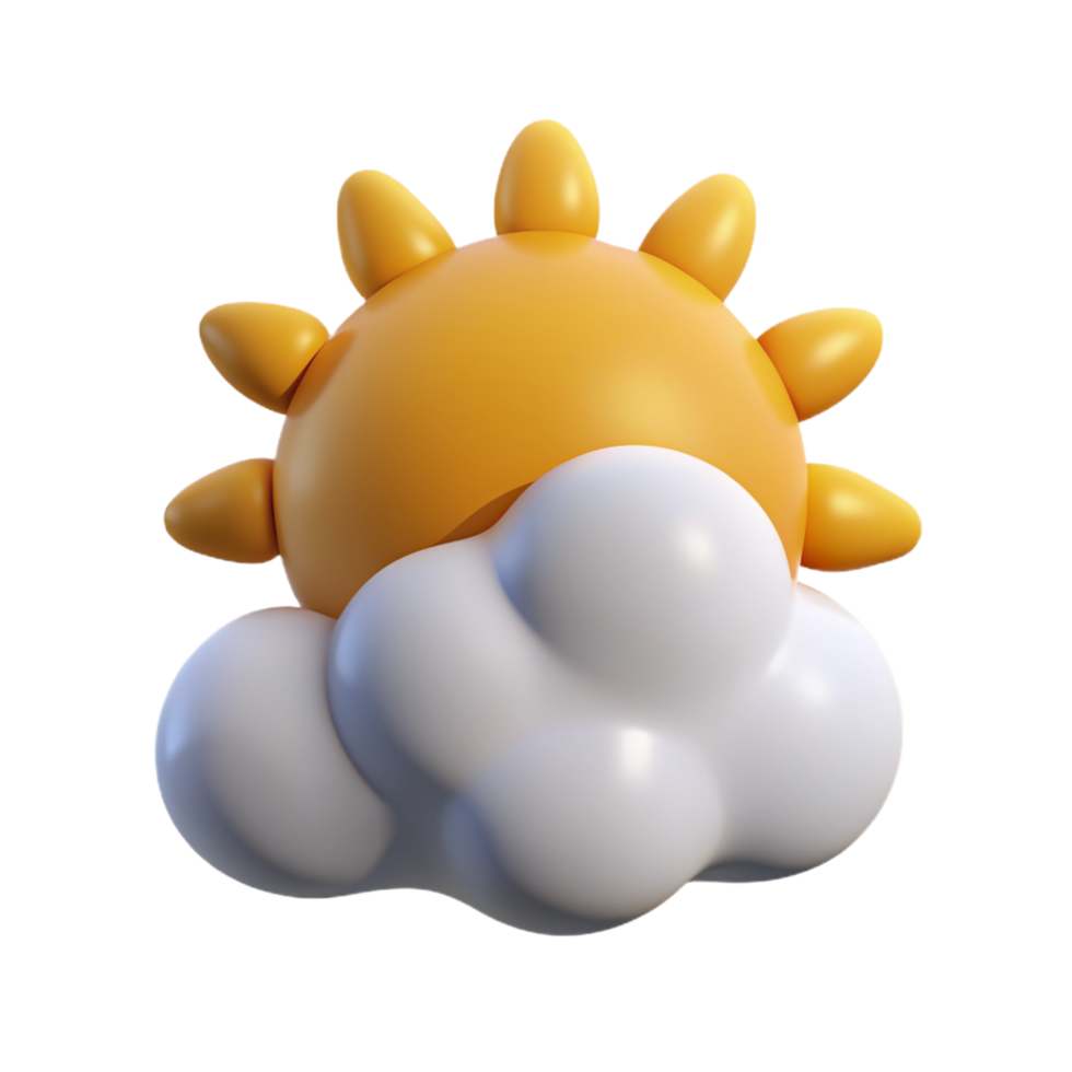 Sun with Cloud 3d Design png